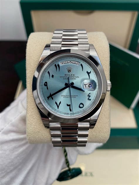 rolex platinum arabic dial|rolex day date 228206.